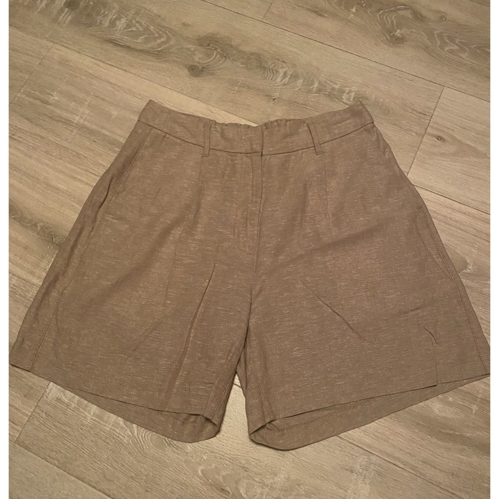 Old Navy Linen Blend Pull-On Shorts Women's Medium Beige Tan Elastic Waist